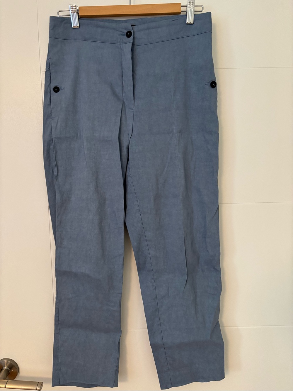 Sarah Pacini Slate Blue Straight-Leg Chinos
